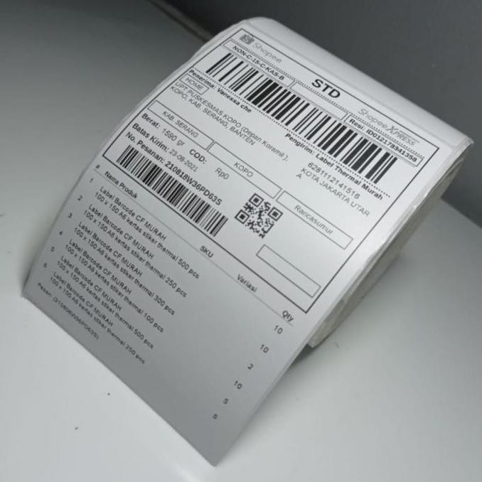 

Label Barcode Murah 100 x 150 A6 Kertas Stiker Thermal 500 pcs PS