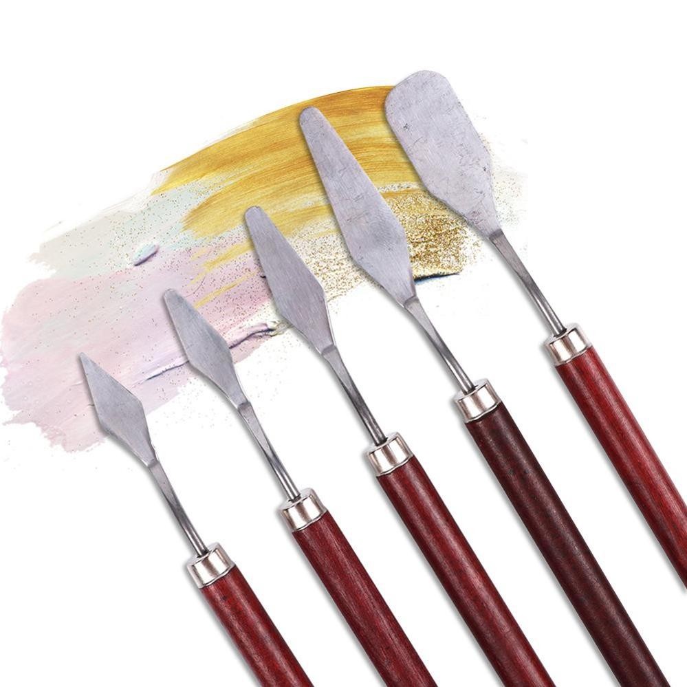 

Premium Painting Knife Set Stainless Steel Scraper Palette Knife Art Material Untuk Dekorasi Kue Lukis Ukir - 5 PCS High Quality