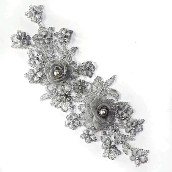 

monggo] lace bordir bunga 3d handmade, aplikasi bordir