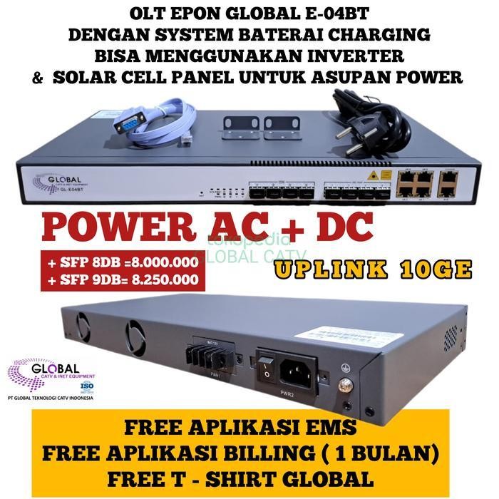 Cn Olt Epon Global 4 Port E04Bt Support Baterai Charger Power Ac+ Dc Sfp8Db