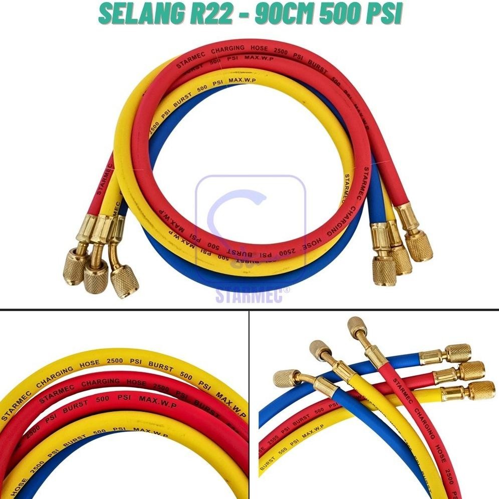 Manifold AC R22 R410 R32 Double + Selang R22 Starmec (Knob Besi)