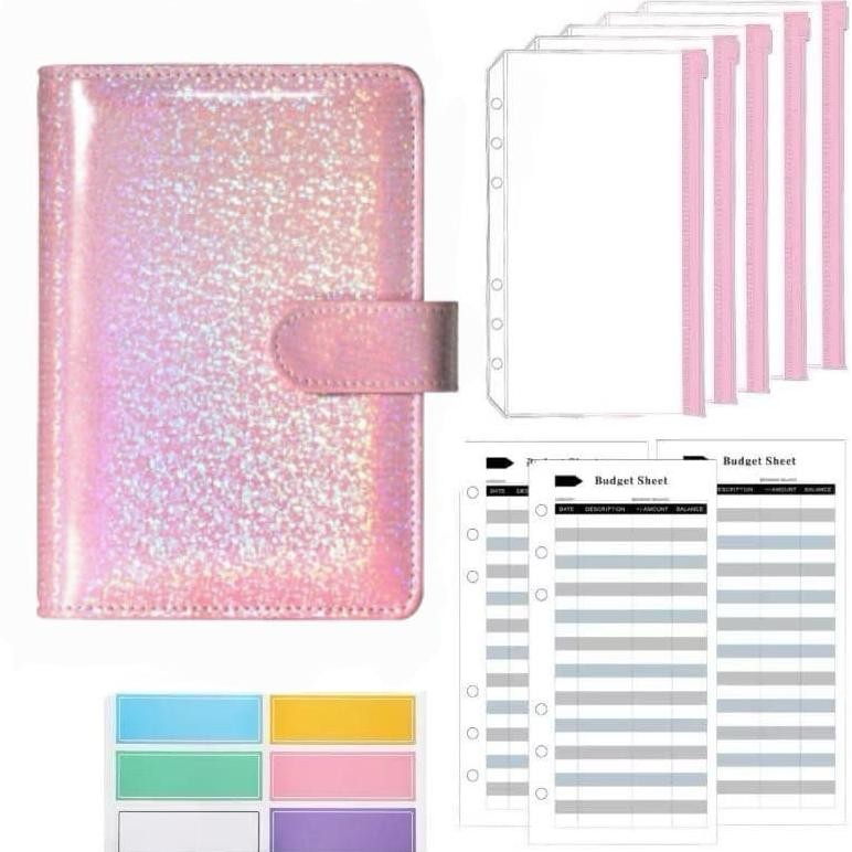 

Set Binder A6 Pasir Hologram Nabung Lengkap Sinking Fund Binder A6 Kulit Pasir Penutup Kancing