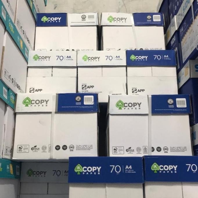 

TERBARU KERTAS HVS A4 / F4 70 gram IK COPY PAPER ( 1 box isi 5 rim) Stationery 1 Karton
