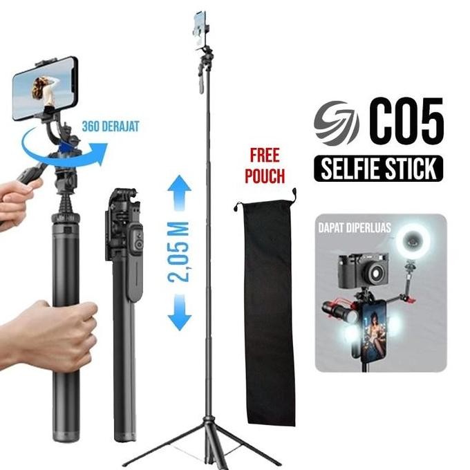 Ciji Tripod Tongsis Gimbal Stabilizer C05 Tripod Stabilizer Camera 360 Derajat Dengan Remote Control