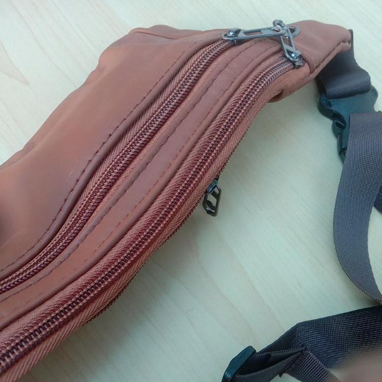 Premium (Cod)Tas Pinggang Kulit Pria Wanita/Tas Pinggang Kulit Full Sleting/Tas Pinggang Keren Disko
