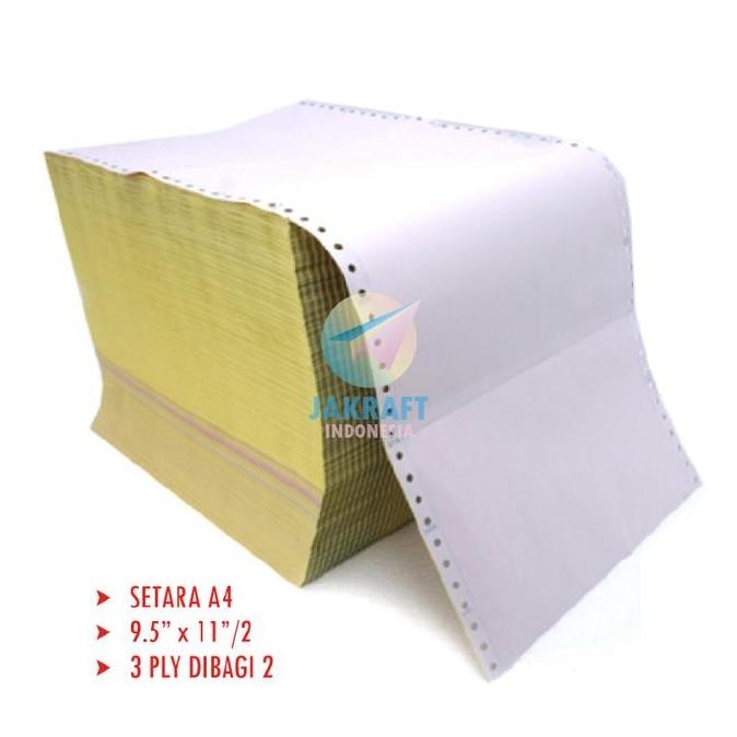 

TERBARU (1 Box) Kertas Komputer Continuous Form Paper A4 3 Ply K3 9.5" x 11" atau A5 3 Ply Bagi 2 K3/2 9.5" x 11"/2 HVS & NCR