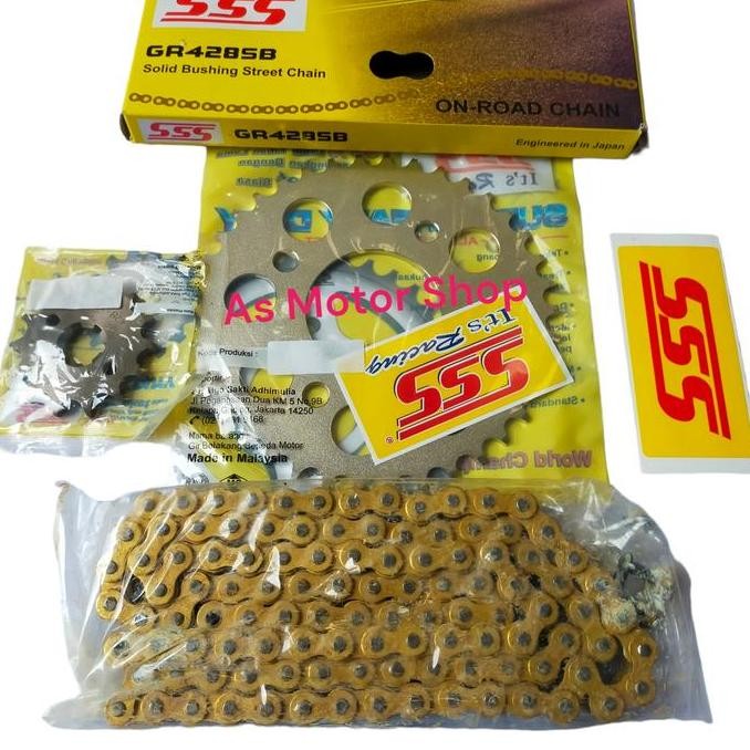'' Gear Set Sss 428 Rantai Gold Sss Original Cb150R Cbr150R Tiger Megapro ''