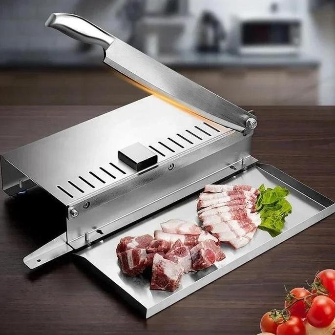 

Terlaris Meat Slicer Premium Alat Pemotong Daging Beku, Buah & Sayuran Pisau Stainless Steel Tajam (Silver)