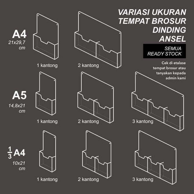 

New Product - Tempat Brosur Akrilik Dinding/Acrylic Flyer Holder/ A4 Vertikal Tipe D Kiarastoreku