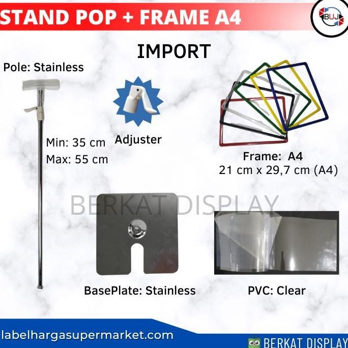 

New Product - Standing Display Pop - Standing Display Pop Frame A4 -Tempat Promo Harga - Hijau, Import Kiarastoreku