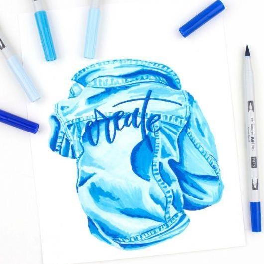 

New Product - Tombow Abt Pro Blue Tones Art Markers Set 5 Colors Dual Tip Brush Pen Kiarastoreku