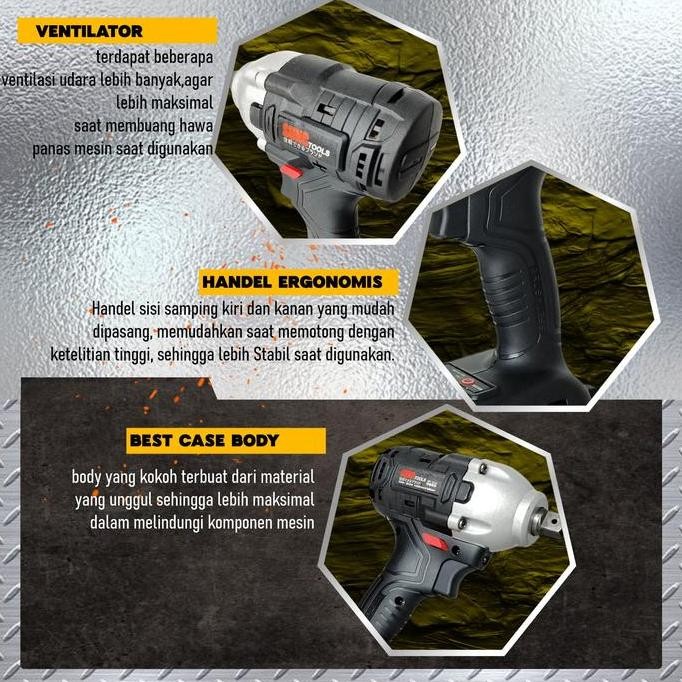 Mesin Impact Wrench Impact Baterai Cordless 48F SUNC TOOLS