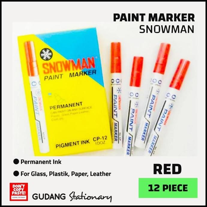 

Spidol Permanent Paint Marker Snowman Merah (Isi 12 Pcs) Co