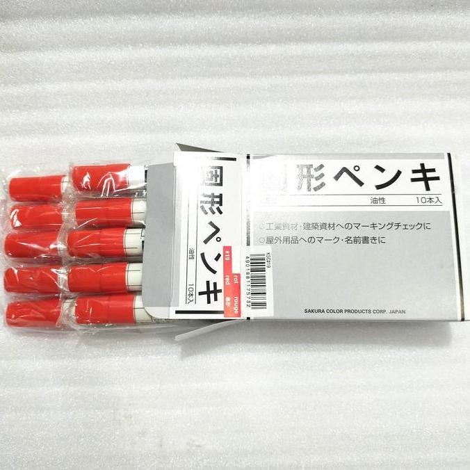 

Sakura Original Solidified Marker Red ( 12 Pcs / Box ) / Solid Marker Merah ( Stik Penanda Besi Baja Beton Kayu Karet Kertas Kulit Kaca Vinil ) Co