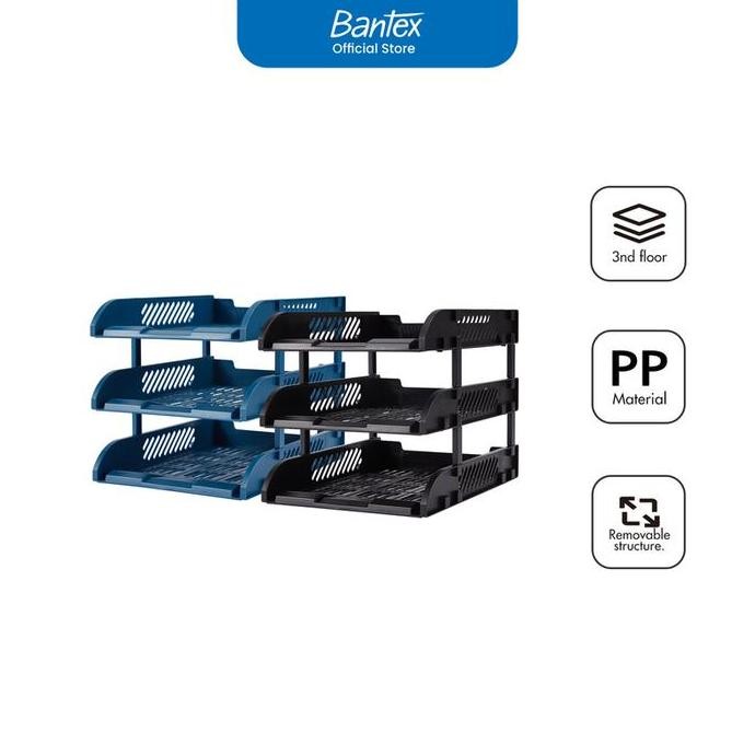 

Bantex File Tray / Rak File Susun / Letter Tray Bahan Pp | 3 Susun Bj7633 Blue Black Co