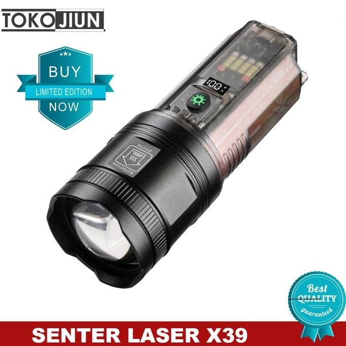 Senter LED Laser X39 7 Mode Sinar Solar Panel Flashlight Powerfull