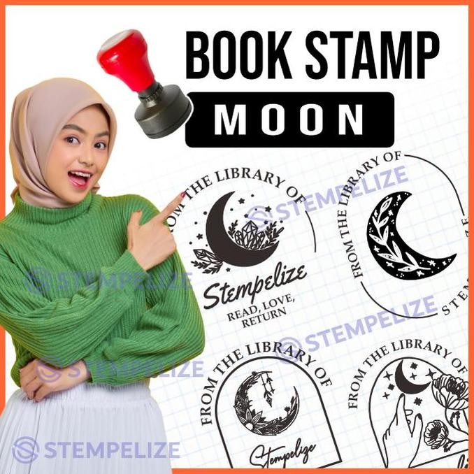 

[Moon] Book Stamp Custom / Stamp Book / Stempel Buku Co