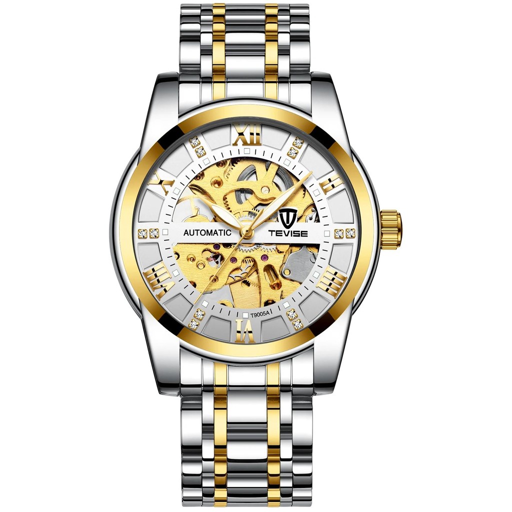 TEVISE  Men Automatic Mechanical Wrist Watch Luxury Brand Stainless Steel Mens Watch Fashion Skeleto