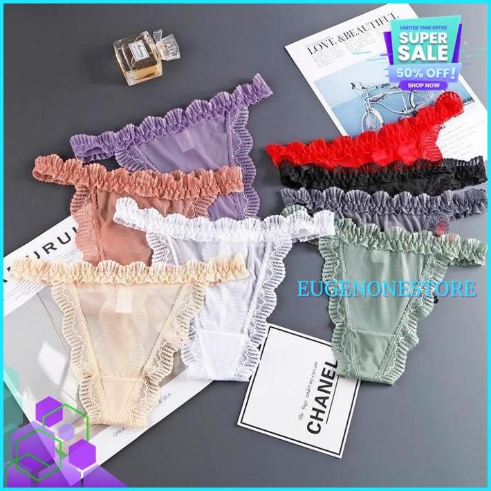 WANITA G STRING TRANSPARAN CELANA DALAM RENDA MULUS T-PANTS LOW WAIS THONGS C DIJAMIN GRATIS ONGKIR