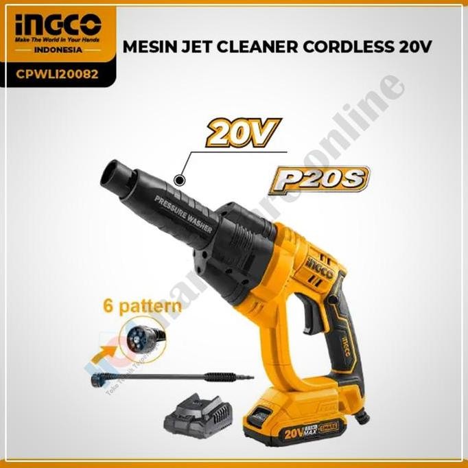 paling diminati] INGCO MESIN JET CLEANER CORDLESS 20V CPWLI20082 Mesin Cuci Steam