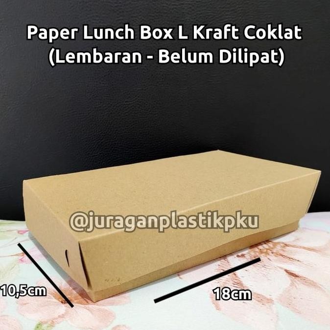 

( 100 Pcs ) Paper Lunch Box Kraft Coklat L Lembaran Selip | Kotak Nasi Laminating Makanan Kertas Dus Large Co