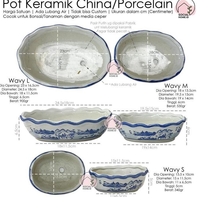 Terlaris Pot Tanaman Bonsai Ceper Keramik China Putih, Porcelain, Porselain
