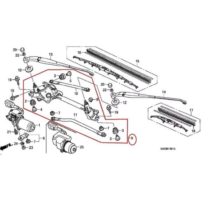 Link Wiper Depan Honda Jazz Gd3 2004 2005 2006 2007 Ori Teruji Kualitasnya