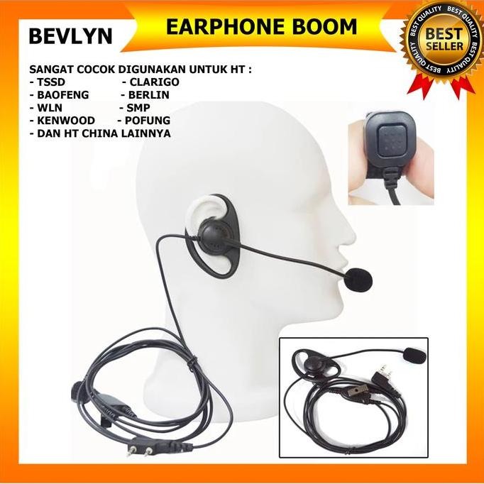 EARPHONE BOOM MIC HT CHINA WLN BAOFENG TSSD BERLIN DLL murah