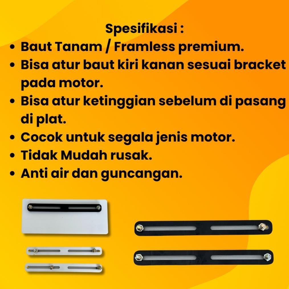 We69 tg-342 Bracket Framless Plat Nomor Motor Universal Alumunium / Dudukan Baut Tanam Plat Motor Va