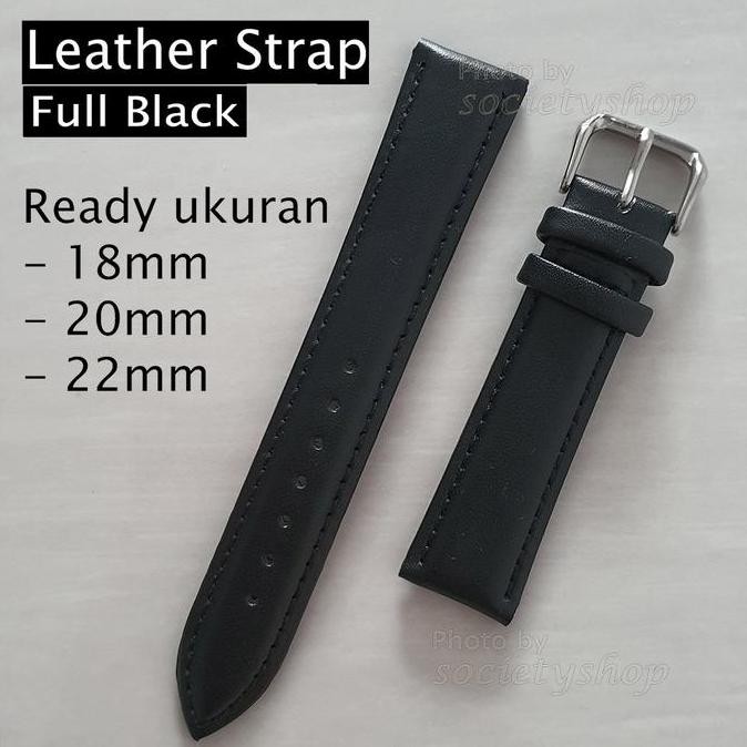 baru Leather Black Hitam Kulit Tali Jam Strap Watch 18 20mm 22mm DW timex