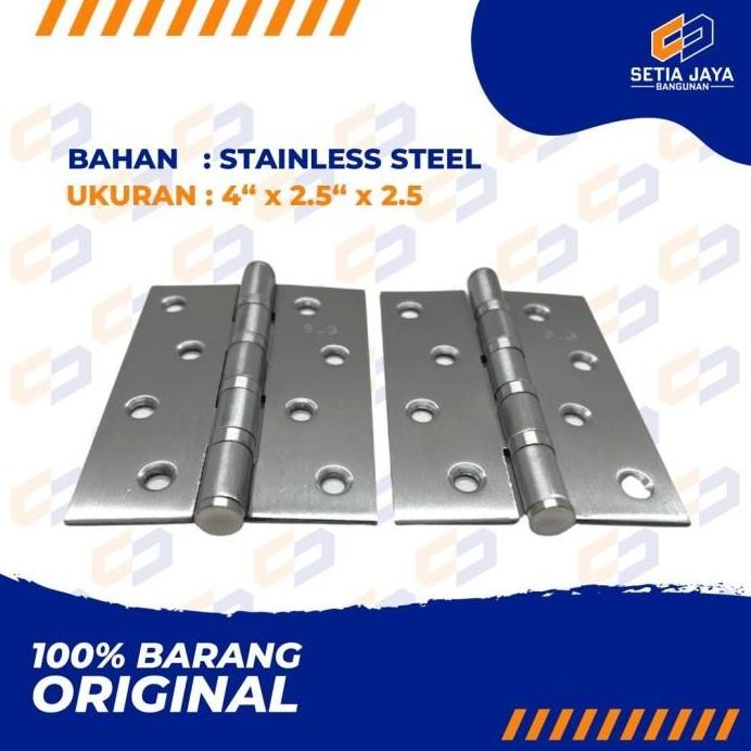 Engsel Pintu / Lemari SLG Stainless Steel Tebal 4 Inch