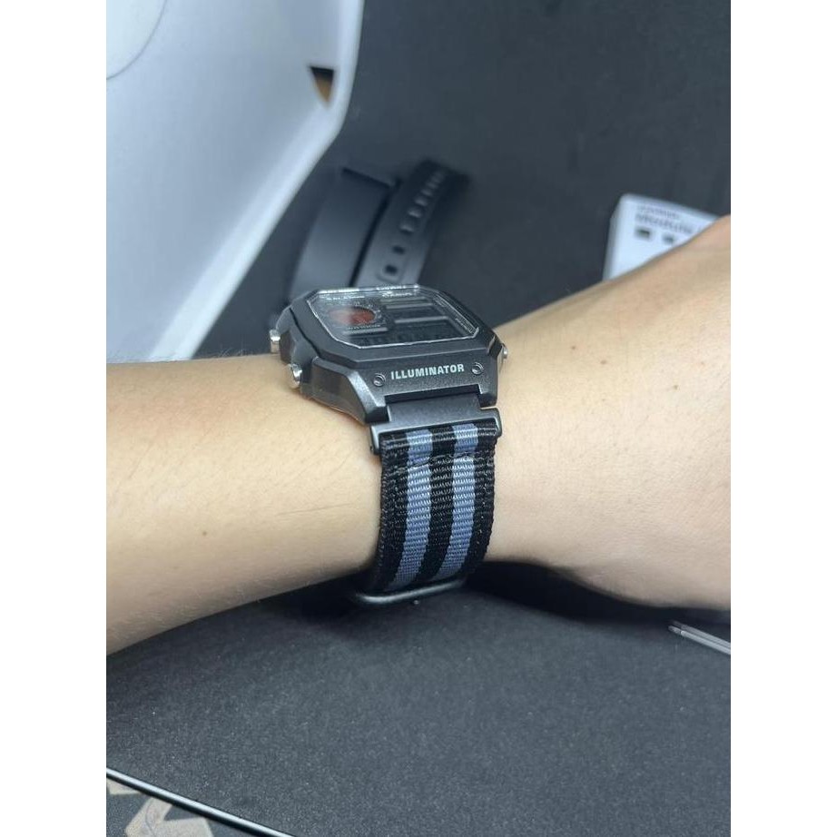 baru Modified jam tangan pria Casio AE-1200, colorful LCD, hydromod case and Nato kanvas canvas mili
