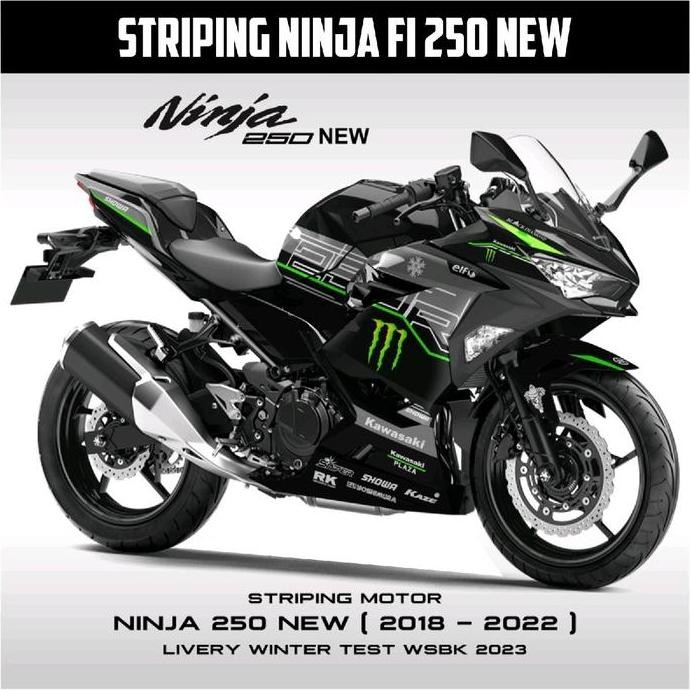 Striping Ninja 250 Fi New Livery Winter Test WSBK 2023 / Stiker Decal Kawasaki All New Ninja 250 Fi 
