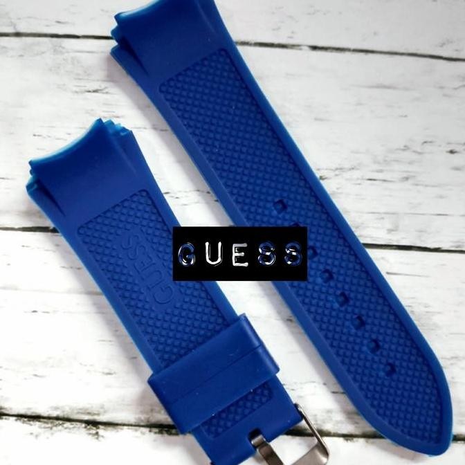 baru Tali Strap Jam Guess Rubber Ruber Strap Gues Pria Biru Buckle Guess