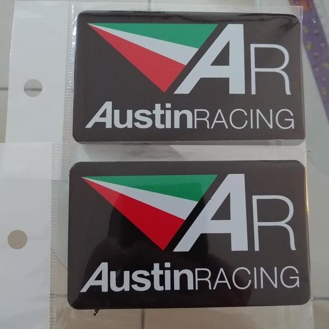 Stiker Emblem Knalpot AUSTIN RACING Exhaust System Aluminium Plat