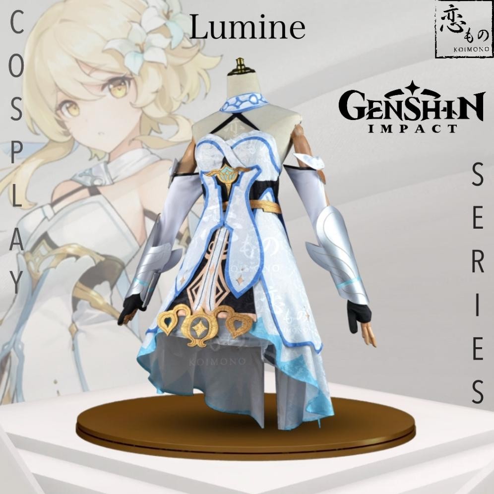 READY KOIMONO Lumine Traveler Genshin Impact MC Female Default Cosplay Set Include Wig + Shoes / Set