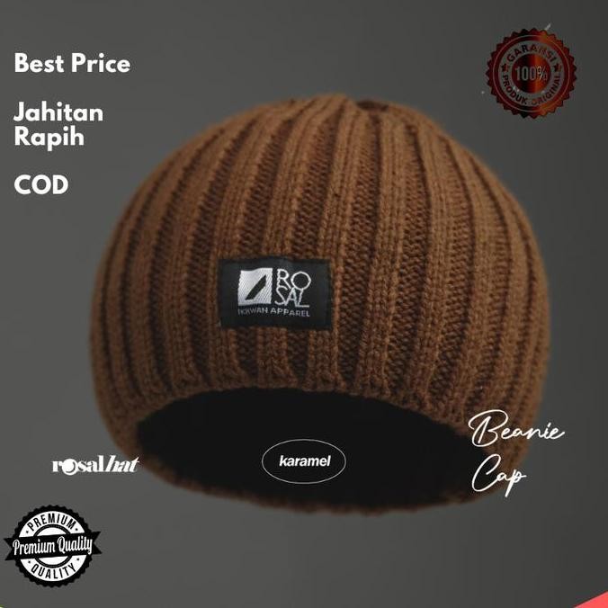 baru  Peci Kopiah Songkok ROSAL Peci Beanie Cap - Topi Kupluk Rajut Hitam