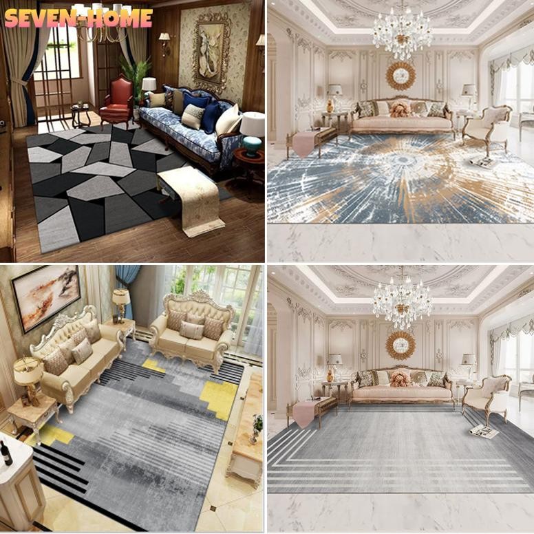 Karpet Lantai Ruang Tamu Eropa Ukuran Besar 150x200 / 200x300 CM - Tikar Premium Motif Modern, Tahan