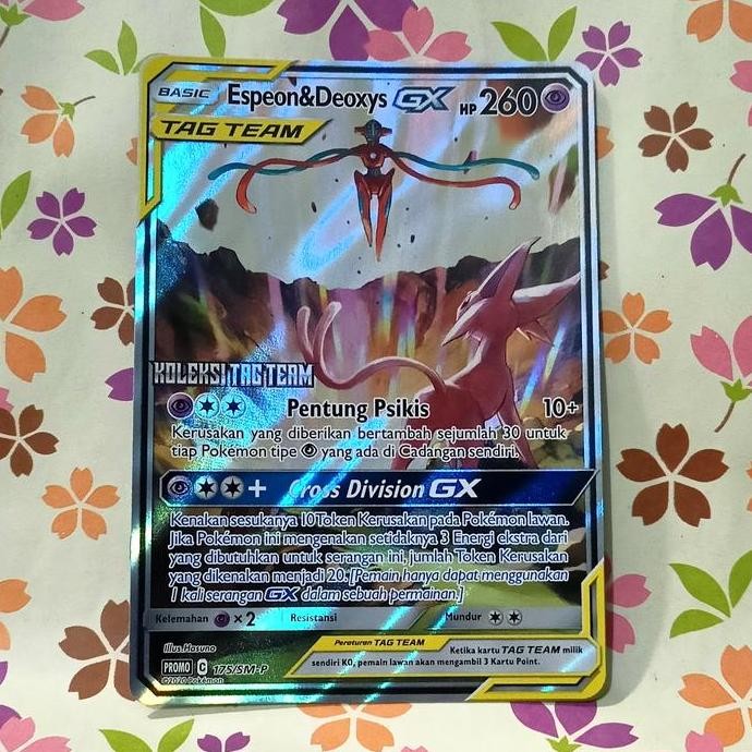 espeon & deoxys tag team GX RR promo 175/SM-P pokemon tcg indonesia