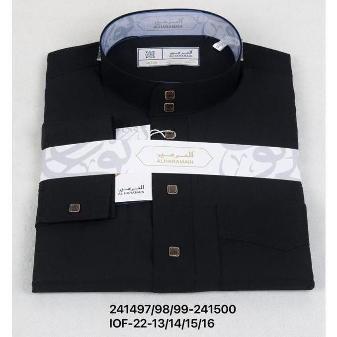 baru  JUBAH AL HARAMAIN 2414 9700 PREMIUM SERIES KATUN BLACK - Gamis Pria Hitam Premium Manset Zafee