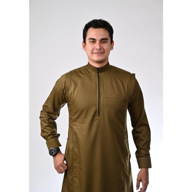 baru  MOHA PREMIUM THOBE 053 ARMY - Gamis Pria Jubah Premium ala Rethobe