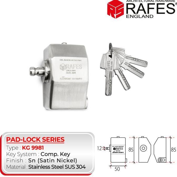 Gembok Kodok Rafes Stainless Steel 304 Kg 9981