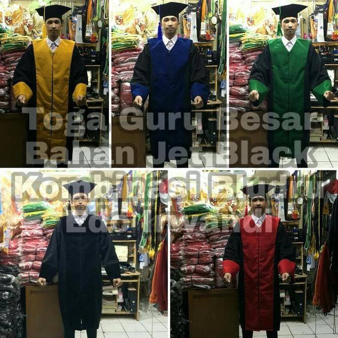 ready Toga Guru Besar Toga Senat Toga Rektor Bahan Jet Black Kombinas Bludru