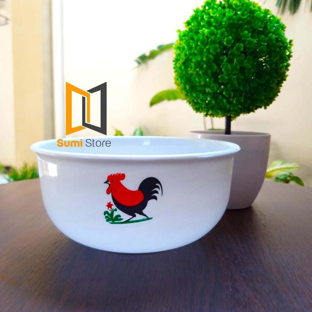 Mangkok Ramen Ayam Jago Plastik- Mangkok Ayam Jago Plastik Mangkok Ramen Mie Bakso Udon Besar Tebal 