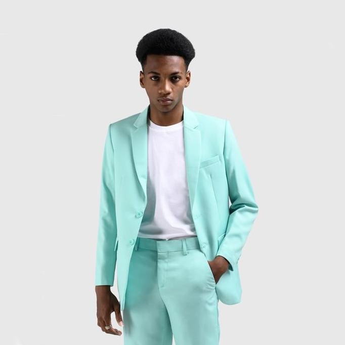 ready Mubeng - Elegant Jas Slimfit Hijau Mint (Free Cover Jas)