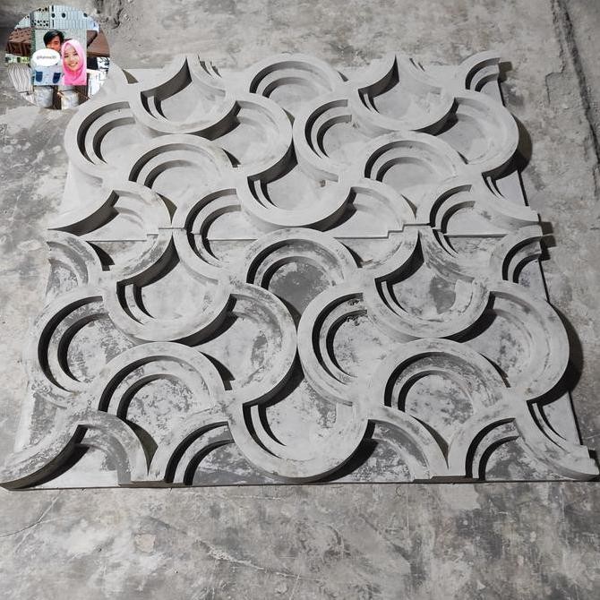 walpanel 3D beton ornamen krawangan beton