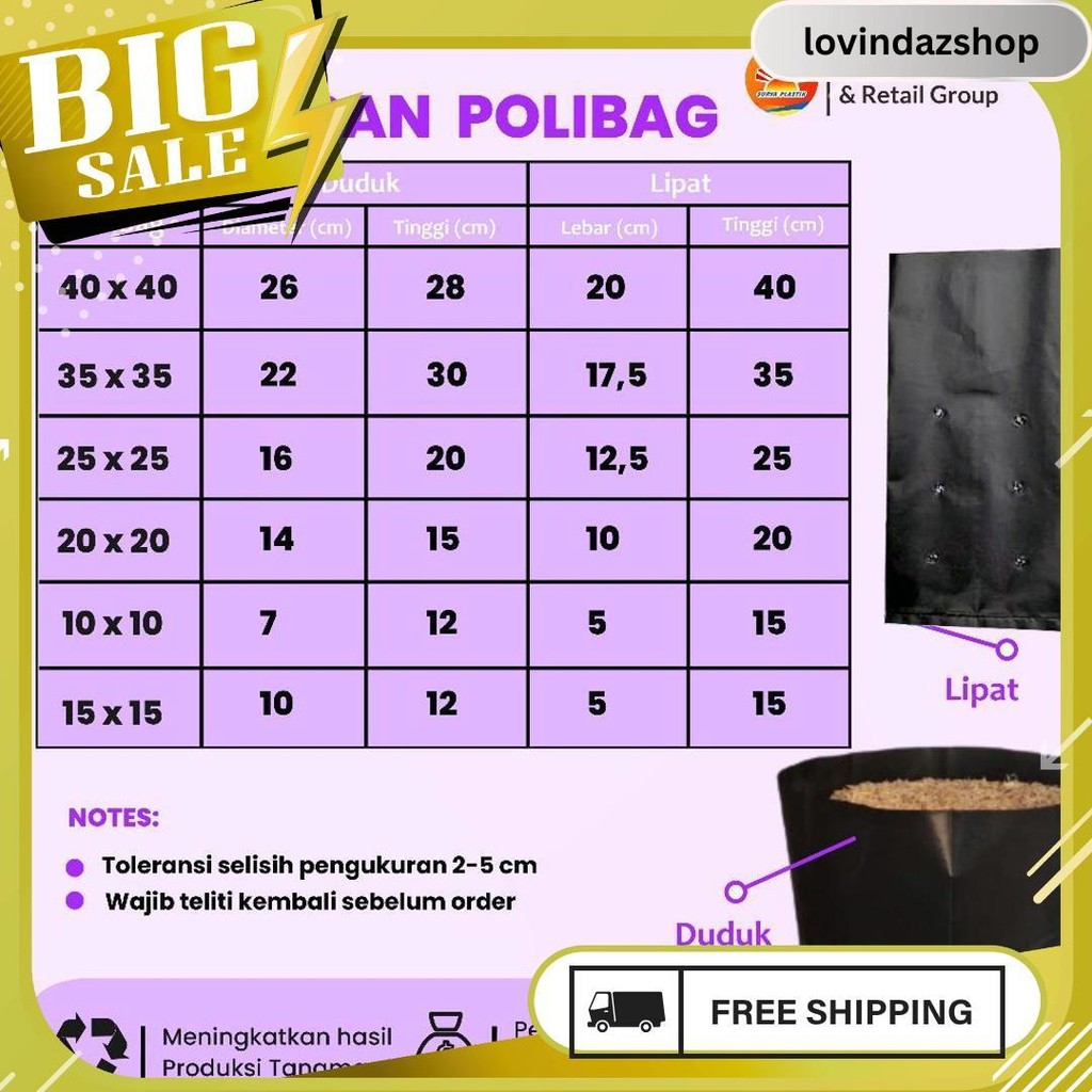 Polybag / Polibeg / Polibag Media Tanam Ukuran 25X25 1 Kg Meledak