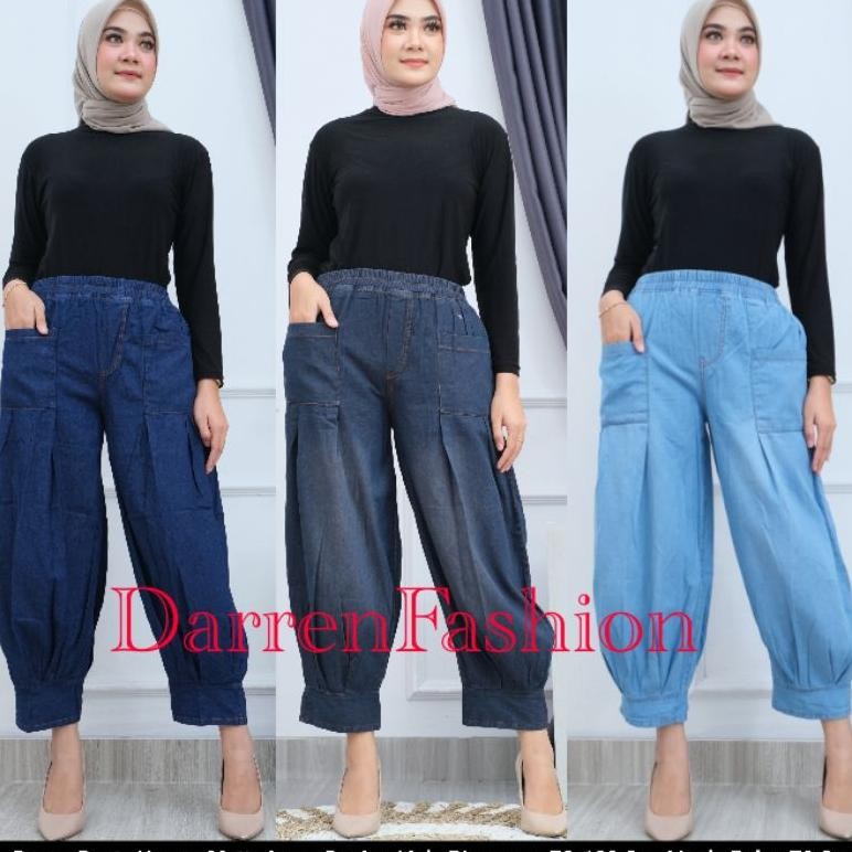 New - Celana Panjang Baggy Pants Hoppy Jeans Denim Wanita Boyfriend Jumbo Begi Cewek Kekinian