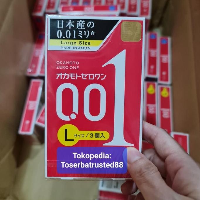 Kondom tipis Okamoto size L 001 0.01 Large non latex Original jepang