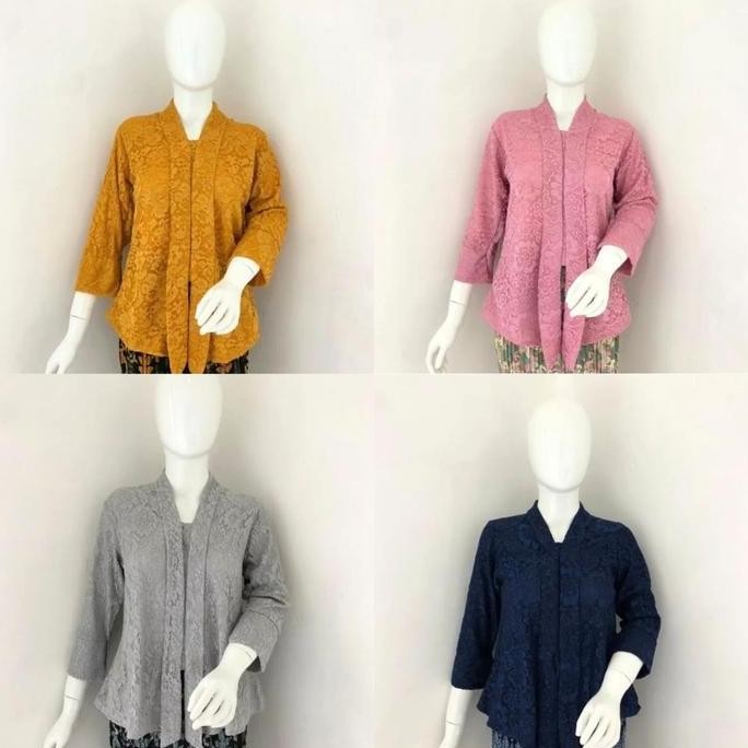 Atasan Kebaya Modern Kutu Baru Brokat Floy Lace Dusty Pink Aneka Warna PJ